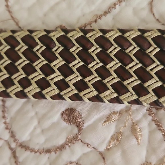 Vintage Genuine Leather Men's Belt With Cord Braids Size 34 - Picture 6 of 12